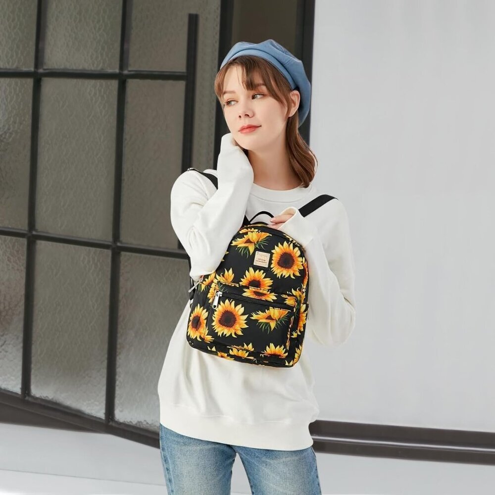 Elegant Sunflower Small Backpack Purse with Utility Pocket - Ideal for Gifting - Picture 2 of 9